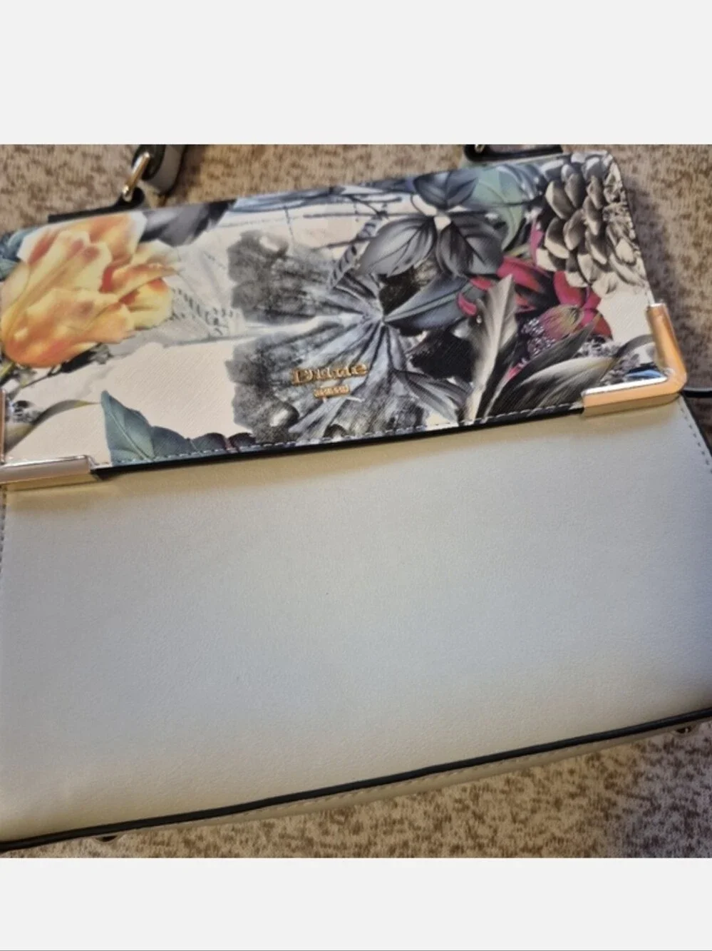 New Dune London Floral Crossbody Bag Light Grey Body With Coin Wallet